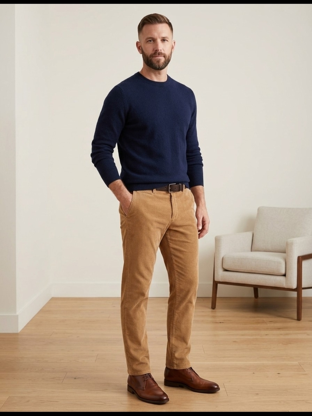 Men's Classic Corduroy Pants in Tan - Straight Fit